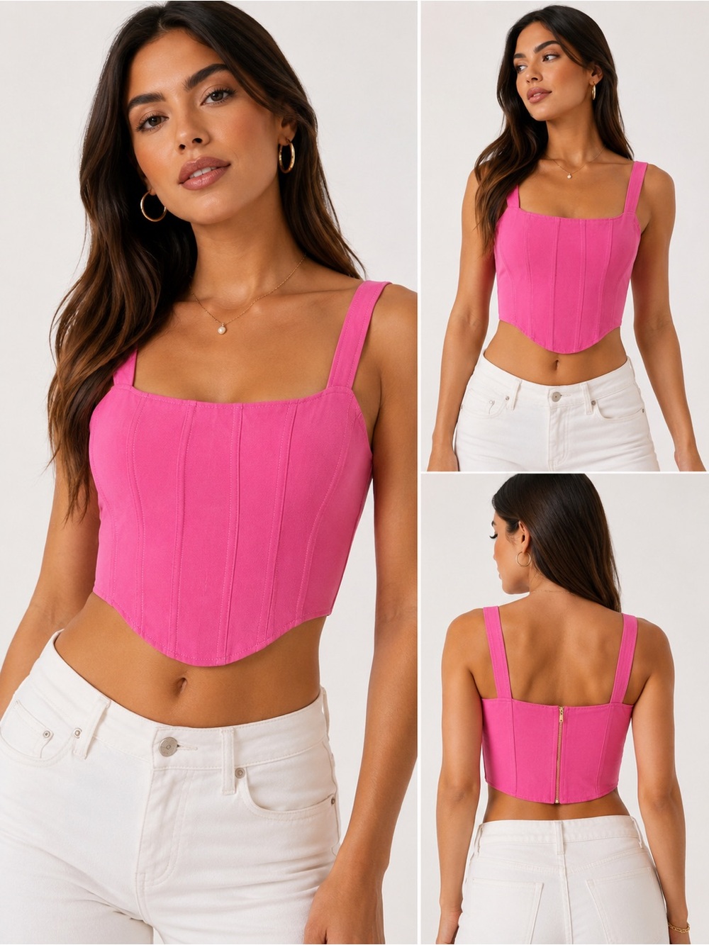 Sincerely Jules Hot Pink Structured Corset Tank Top